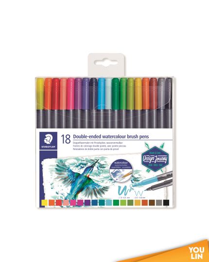 STAEDTLER 3001 TB18 02 Double-Ended Watercolour Brush Pen - 18colours