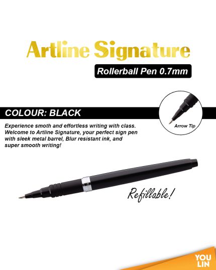 Artline EKSG-4400 Signature Roller Ball Pen 0.7mm - Black Barrel
