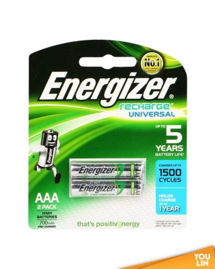 Energizer NH12PPRP2 NIMH AAA Rechargeable Battery 700mah 2pc Card