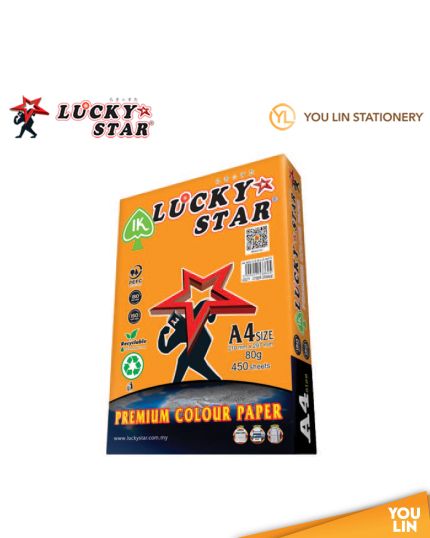 Luckystar CS371 A4 80gm Color Paper 450'S - Cyber Orange