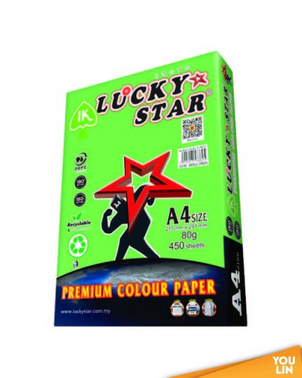 Luckystar CS190 A4 80gm Color Paper 450'S - Middle Green