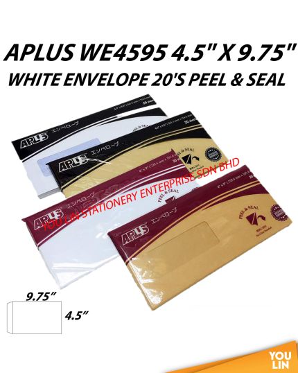 APLUS WE4595 4.5" X 9.75" White Envelope 20'S (P&S)