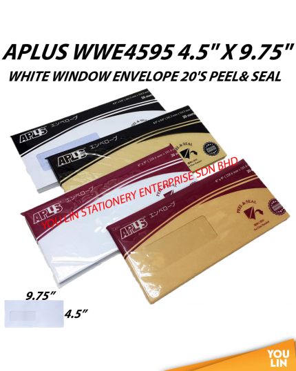 APLUS WWE4595 4.5" X 9.75" White Window Envelope 20'S (P&S)