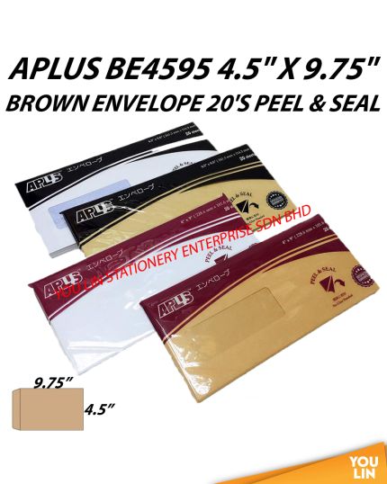 APLUS BE4595 4.5" X 9.75" Brown Envelope 20'S (P&S)