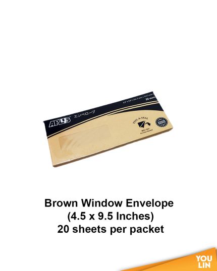 APLUS BWE4595 4.5" X 9.5" Brown Window Envelope 20'S (P&S)