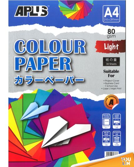 APLUS CP4601 A4 80gm Light Colour Paper 30'S Asst