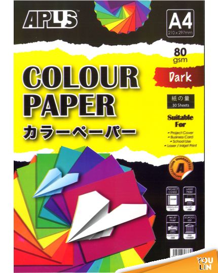 APLUS CP4602 A4 80gm Dark Colour Paper 30'S Asst