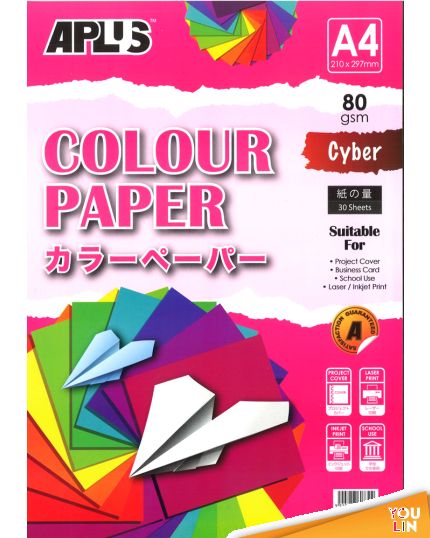 APLUS CP4603 A4 80gm Cyber Colour Paper 30'S Asst