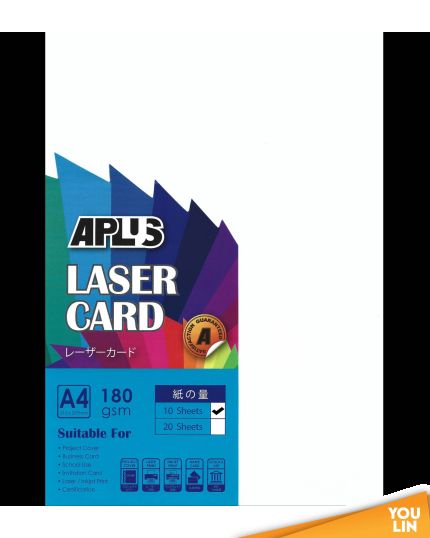 APLUS A4 180gm Laser Card 10'S - White
