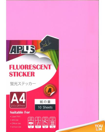 APLUS A4 Fluroescent Sticker - L.Pink 10'S