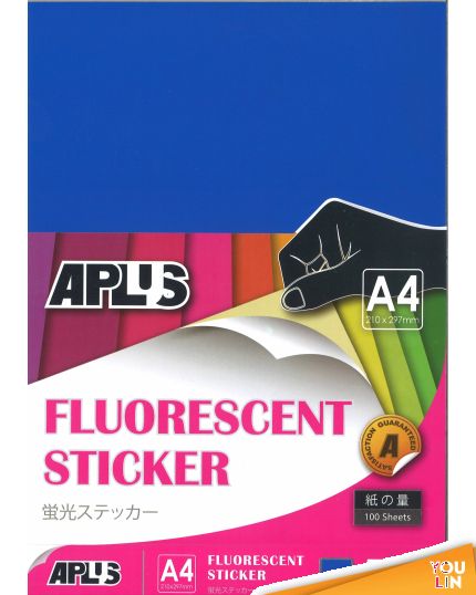 APLUS A4 Fluorescent Sticker - D.Blue 100'S