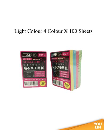 APLUS SN23-4L Stick On Note Cube - Light Colour (100'S X 4Col)
