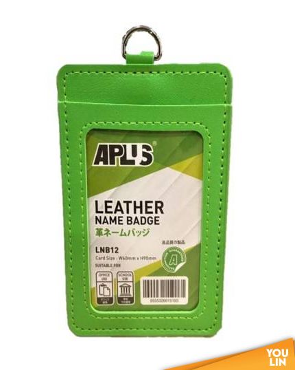 APLUS LNB12 D/Sided Leatehr Name Badge - Green