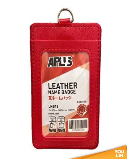 APLUS LNB12 D/Sided Leather Name Badge - Red