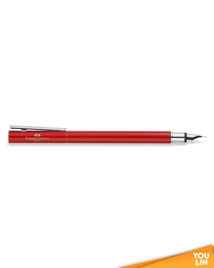 Faber Castell 342603 Neo Slim S/S Fountain Pen B - Oriental Red Shiny Chromed