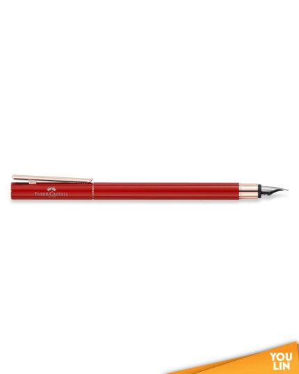 Faber Castell 342703 Neo Slim S/S Fountain Pen B -Oriental Red Rose Gold Chromed