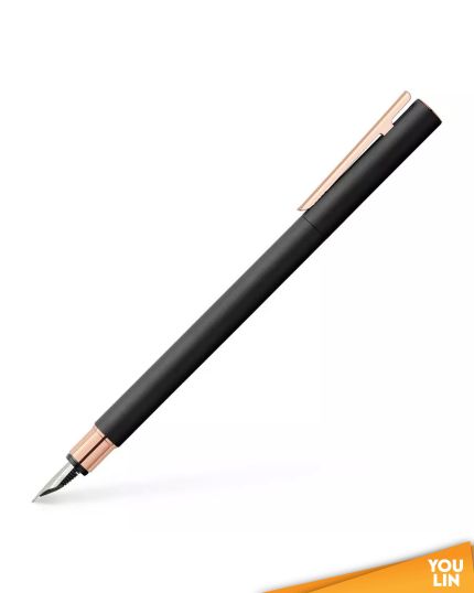Faber Castell 343100 Neo Slim S/S Fountain Pen M - Black Matt Rose Gold Chromed