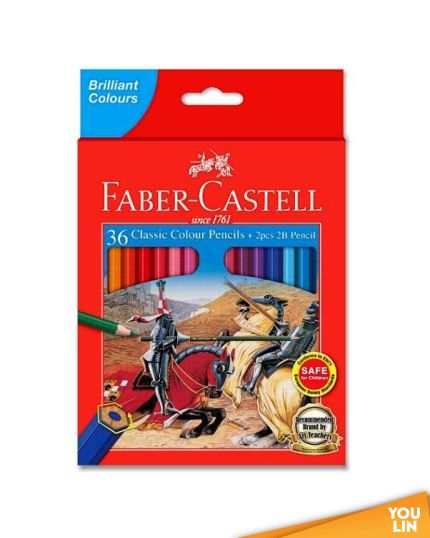 Faber Castell 115885 36L CLASSIC COLOUR PENCIL+2PC TRI-GRIP 2B