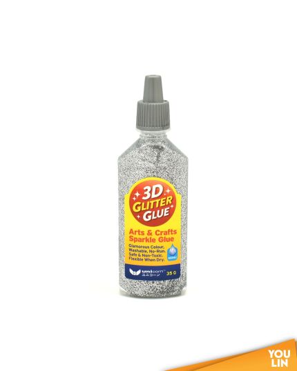 Unicorn UGG-35GS 35g 3D Glitter Glue - Silver