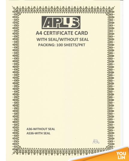 APLUS A4 160GM CERTIFICATE CARD 100'S/PKT - A36