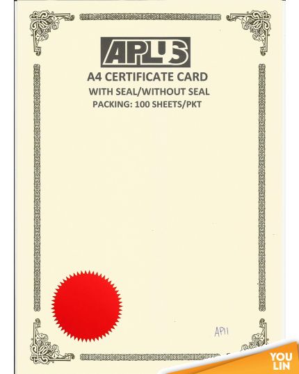 APLUS A4 160gm Certificate Card V/Seal - APS11