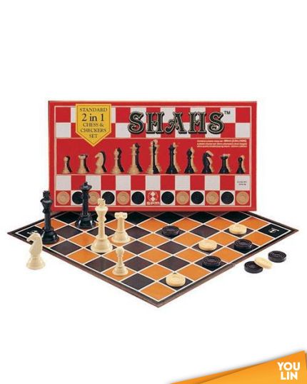 SPM Shahs Chess & Checkers Set - Standard 2 In 1 (SPM 88)