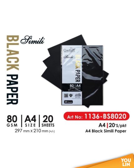 Cactus BS8020 A4 Black Simili Paper