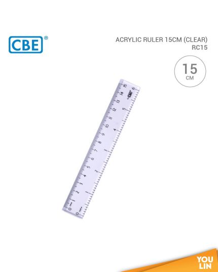 CBE RC15 Acrylic Ruler 15CM - Clear