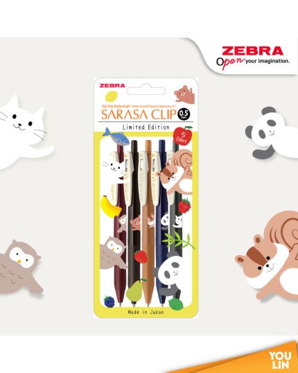 Zebra Sarasa Clip Animal Pop Up 0.5MM 5Pcs