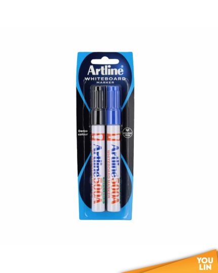 Artline 500A Whiteboard Marker Pen 2.0mm 2'S - Black/Blue