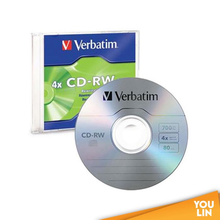 Verbatim CD-RW 4X 80Min 750MB With Slim Case - Computer Acce