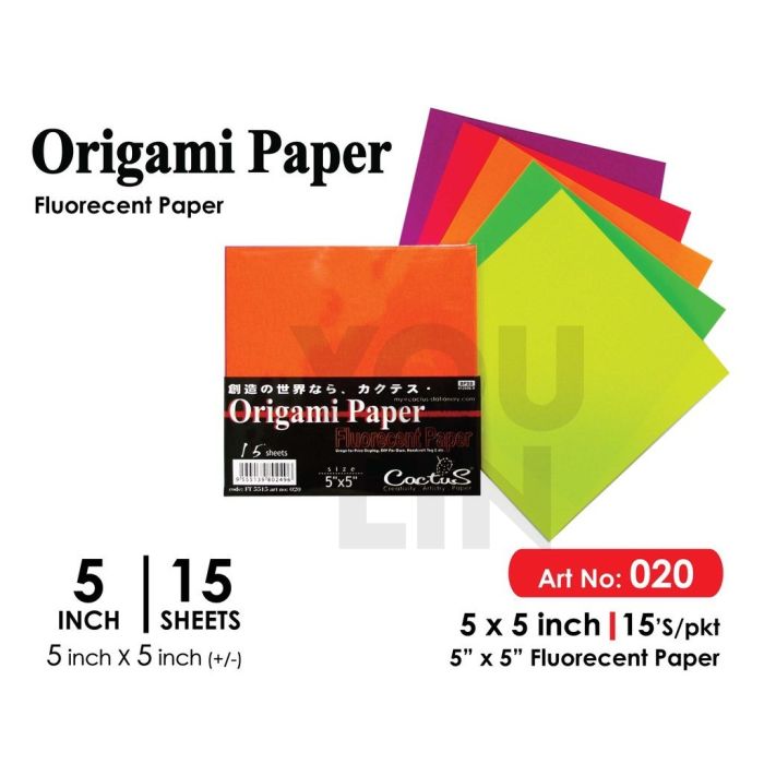 Cactus Origami Fluorescent Paper