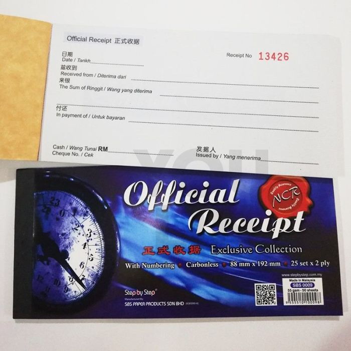 SBS 0009 2 X 25'S NCR RECEIPT BOOK