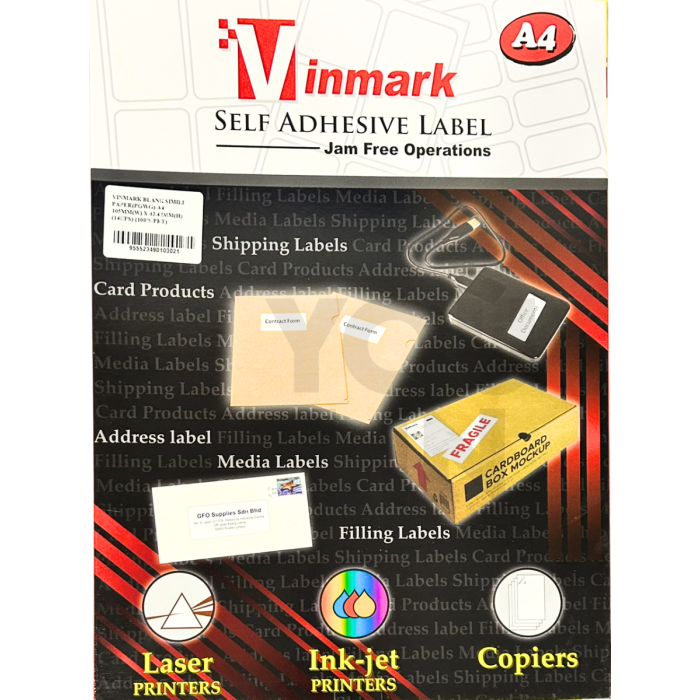 VINMARK LABEL 70 X 36MM 24UPS - 100'S
