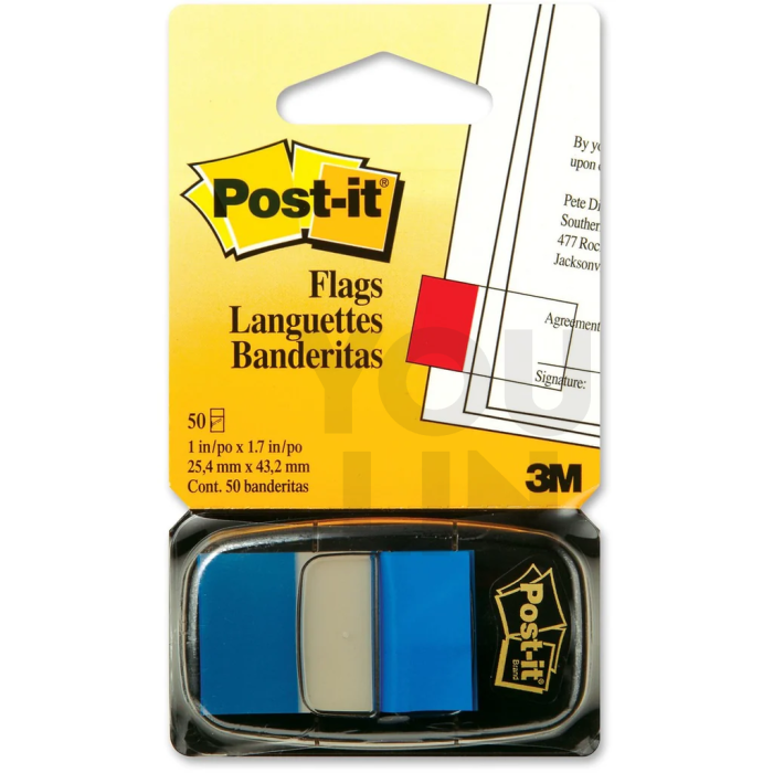 3M 680-2 Post It Sticky Flags / Page Markers (Blue)