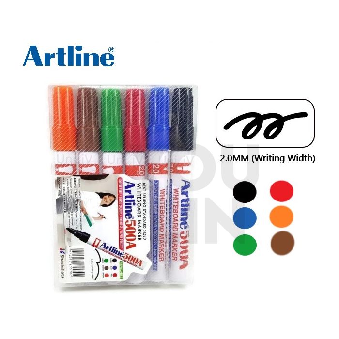 Artline 500A Whiteboard Marker Pen 2.0mm 6 Colour