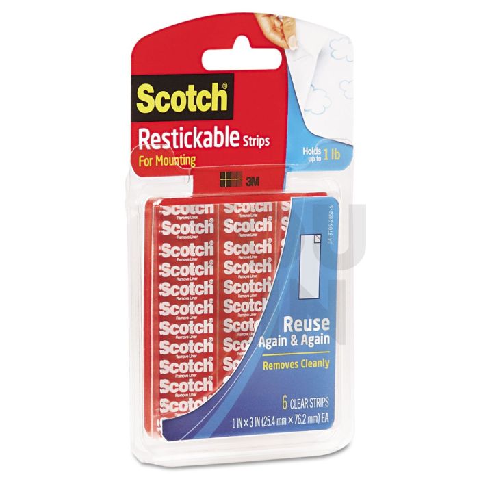 Scotch R101 Re-Usable Tabs 1" X 3" 6 Strips