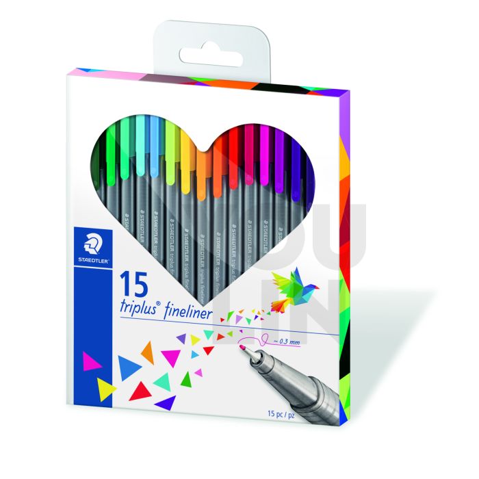 STAEDTLER 334 Triplus Fineliner Set 15 Colors (Heart Edition)
