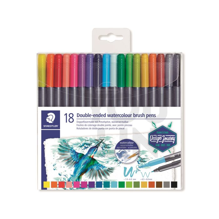 STAEDTLER 3001 TB18 02 Double-Ended Watercolour Brush Pen - 18colours
