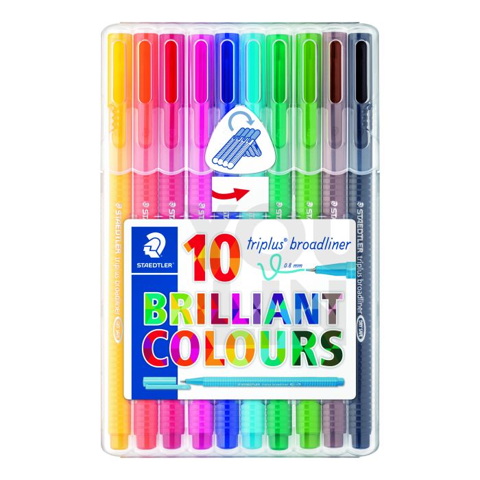 STAEDTLER 338 SB10 Triplus Broadliner Box of 10 Colors