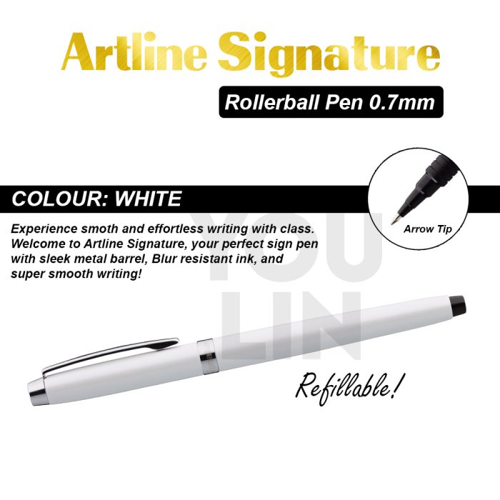 Artline EKSG-4400 Signature Roller Ball Pen 0.7mm - White Barrel