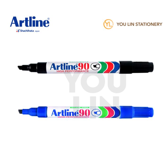 Artline 90 Permanent Marker Pen 2.0-5.0mm 2'S - Black/Blue