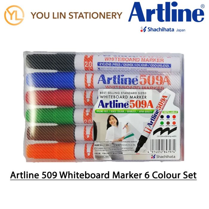Artline 509A Whiteboard Marker Pen 2.0-5.0mm 6 Colour