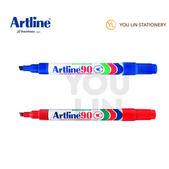 Artline 90 Permanent Marker Pen 2.0-5.0mm 2'S - Blue/Red