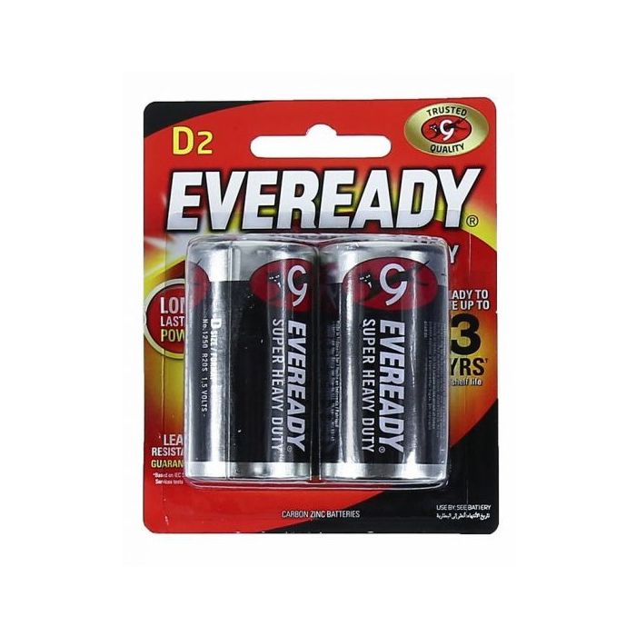 Eveready 1250BP2M D Super Heavy Duty Battery 2pc Card