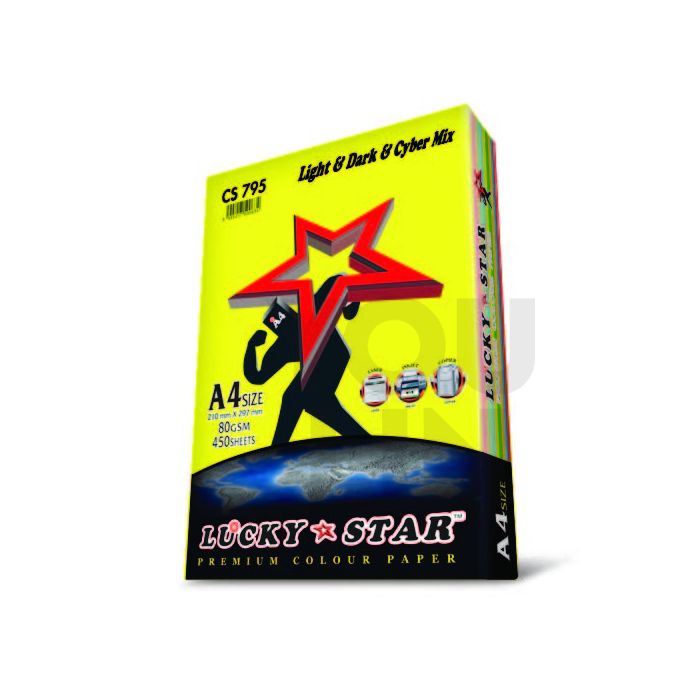 Luckystar CS795 A4 80gm Color Paper 450'S - Light, Dark & Cyber Mix