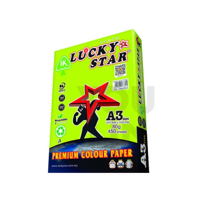 Luckystar CS321 A3 80gm Color Paper 450'S - Cyber Green