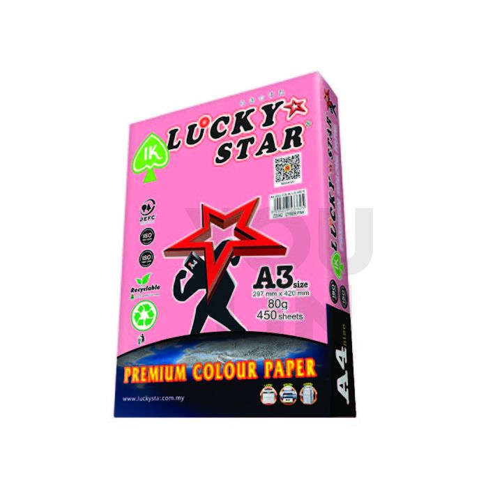 Luckystar CS342 A3 80gm Color Paper 450'S - Cyber Pink