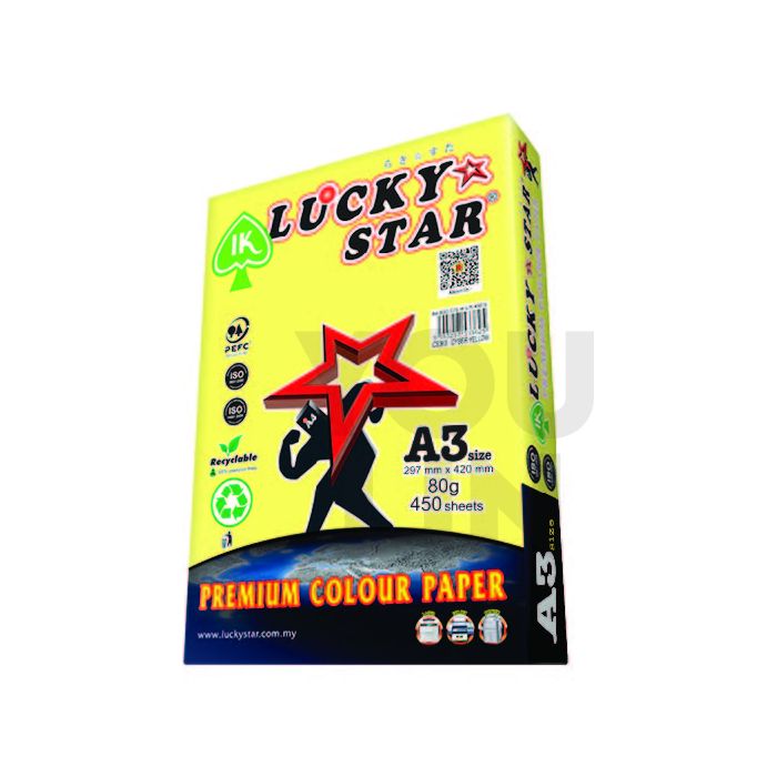 Luckystar CS363 A3 80gm Color Paper 450'S - Cyber Yellow