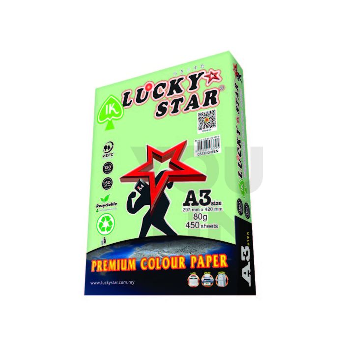 Luckystar CS130 A3 80gm Color Paper 450'S - Green